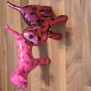 Victoria's Secret Lot of 2 PINK Stuffed Vinyl Dogs